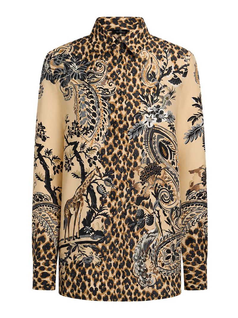 Etro Etro Women Silk Shirt With Placement Leopard Print