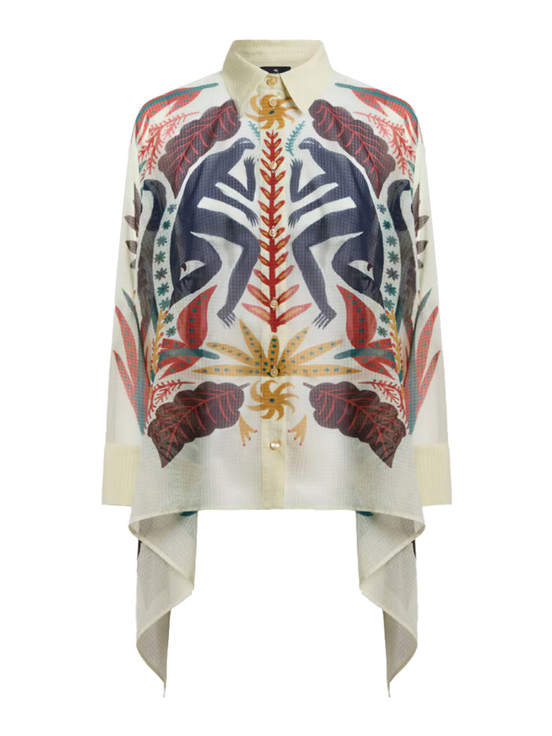 Etro Women Shirt With Handkerchief Hem And Placed Print