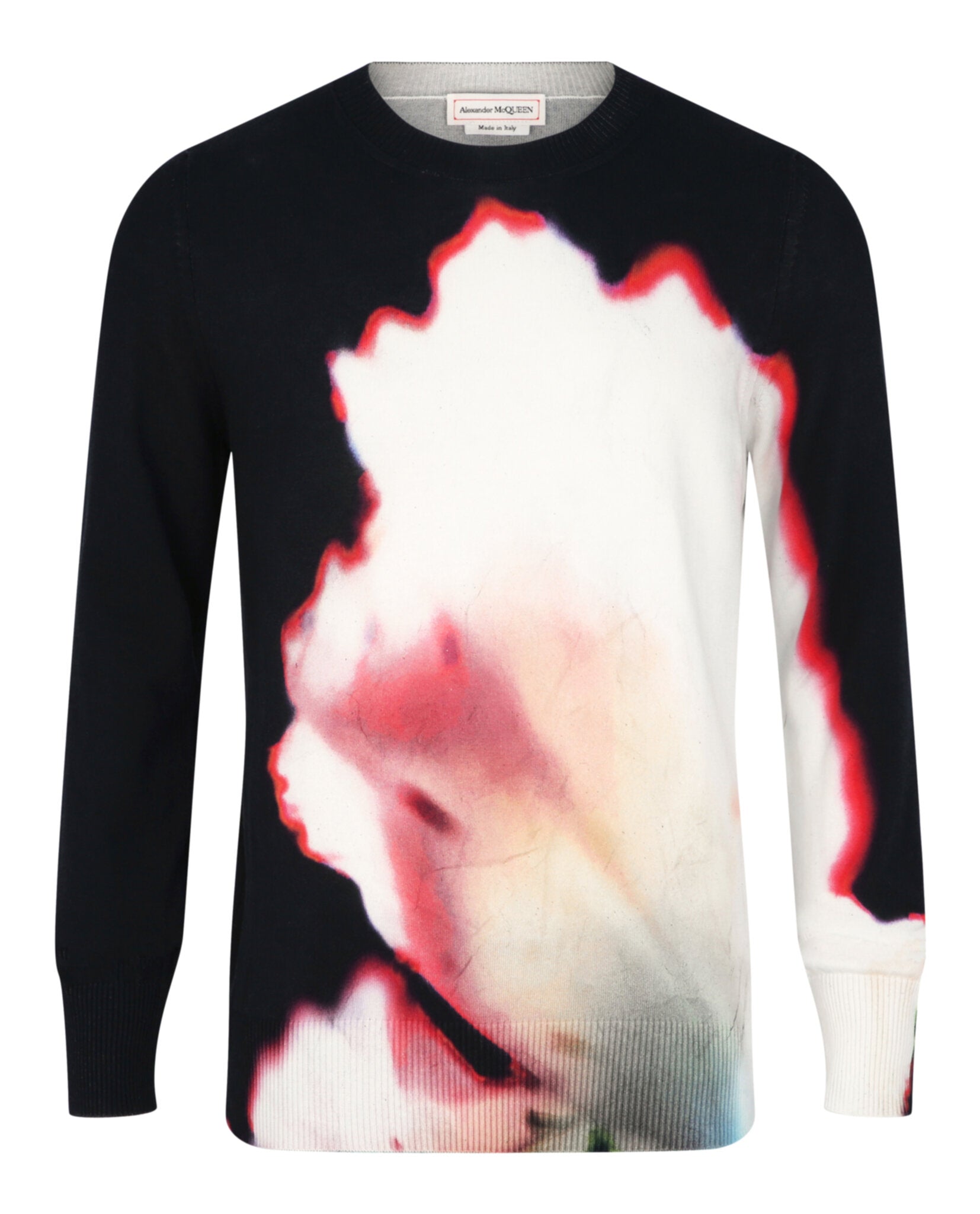 Alexander McQueen Mens Solarized Flower-Print Pullover Sweater