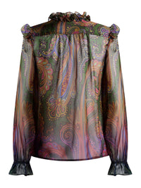 Etro Etro Women Silk Shirt With Placement Dégradé Paisley Print