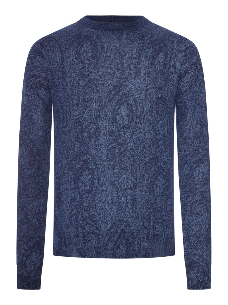 Etro Men Paisley Sweater In Silk And Cashmere Blend