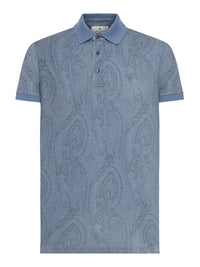 Etro Men Cotton Polo Shirt With Arnica Pattern