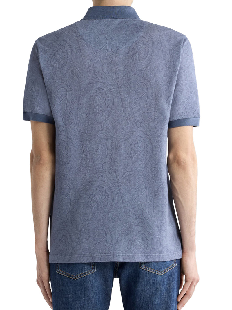 Etro Men Cotton Polo Shirt With Arnica Pattern