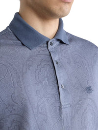 Etro Men Cotton Polo Shirt With Arnica Pattern