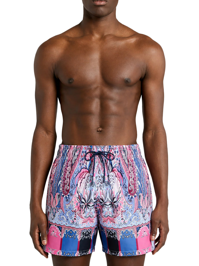 Etro Men Swimsuit With Placed Floral Paisley Print