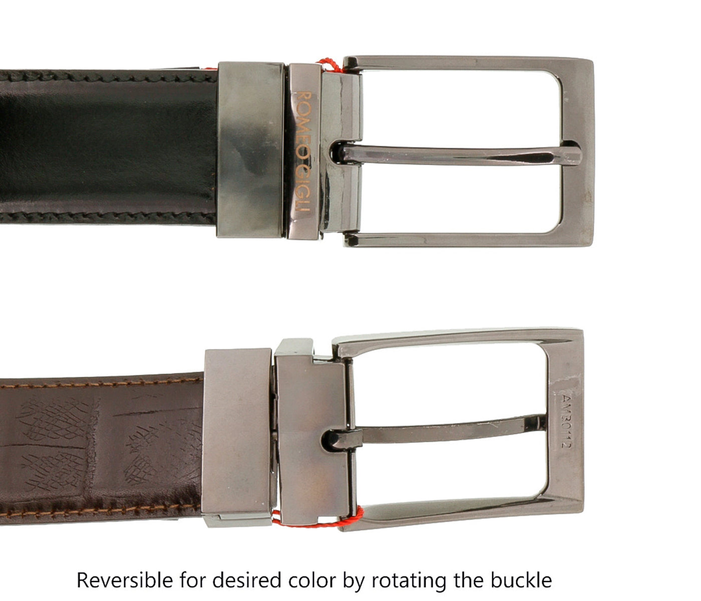 Romeo Gigli C956/3R NERO.MORO Black/Brown Leather Adjustable Mens Belt