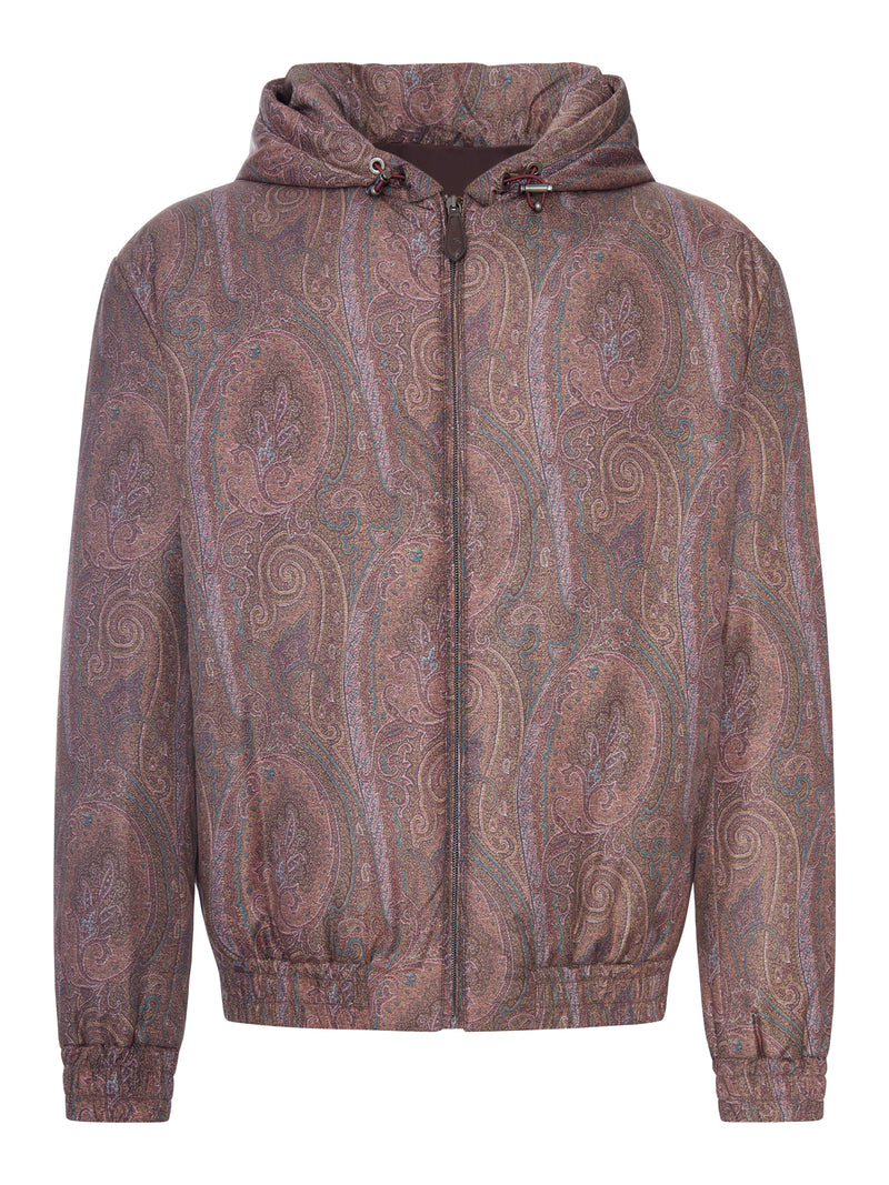 Etro Etro Men Padded Bomber Jacket With Hood And Arnica Pattern