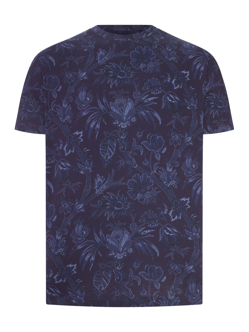 Etro Men Cotton Jersey T-Shirt With Floral Paisley Pattern