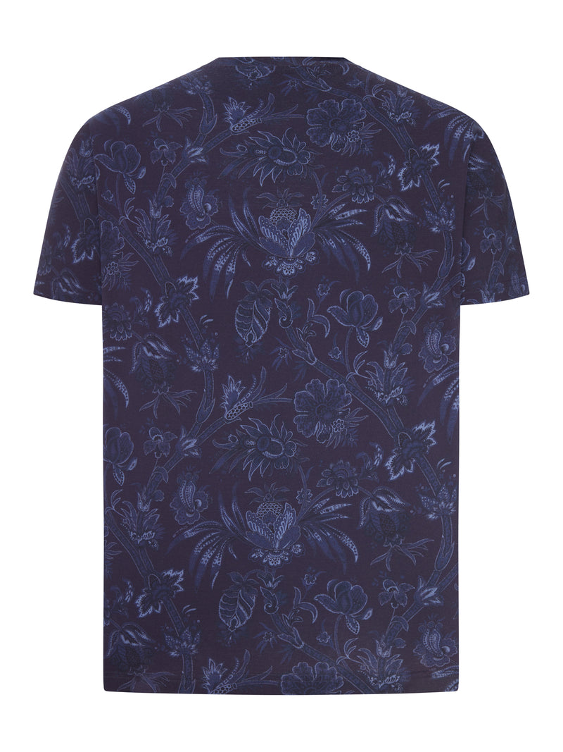 Etro Men Cotton Jersey T-Shirt With Floral Paisley Pattern