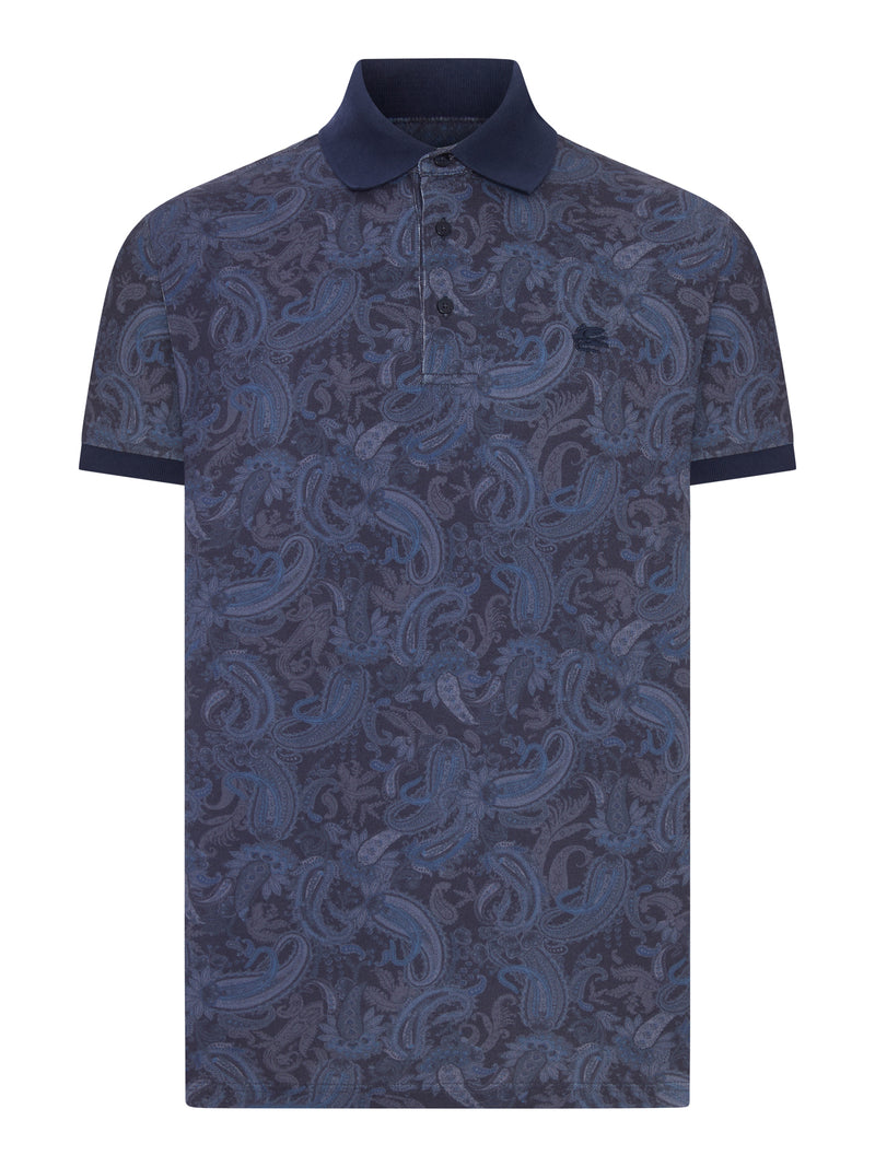 Etro Men Cotton Piqué Polo Shirt With Paisley Print