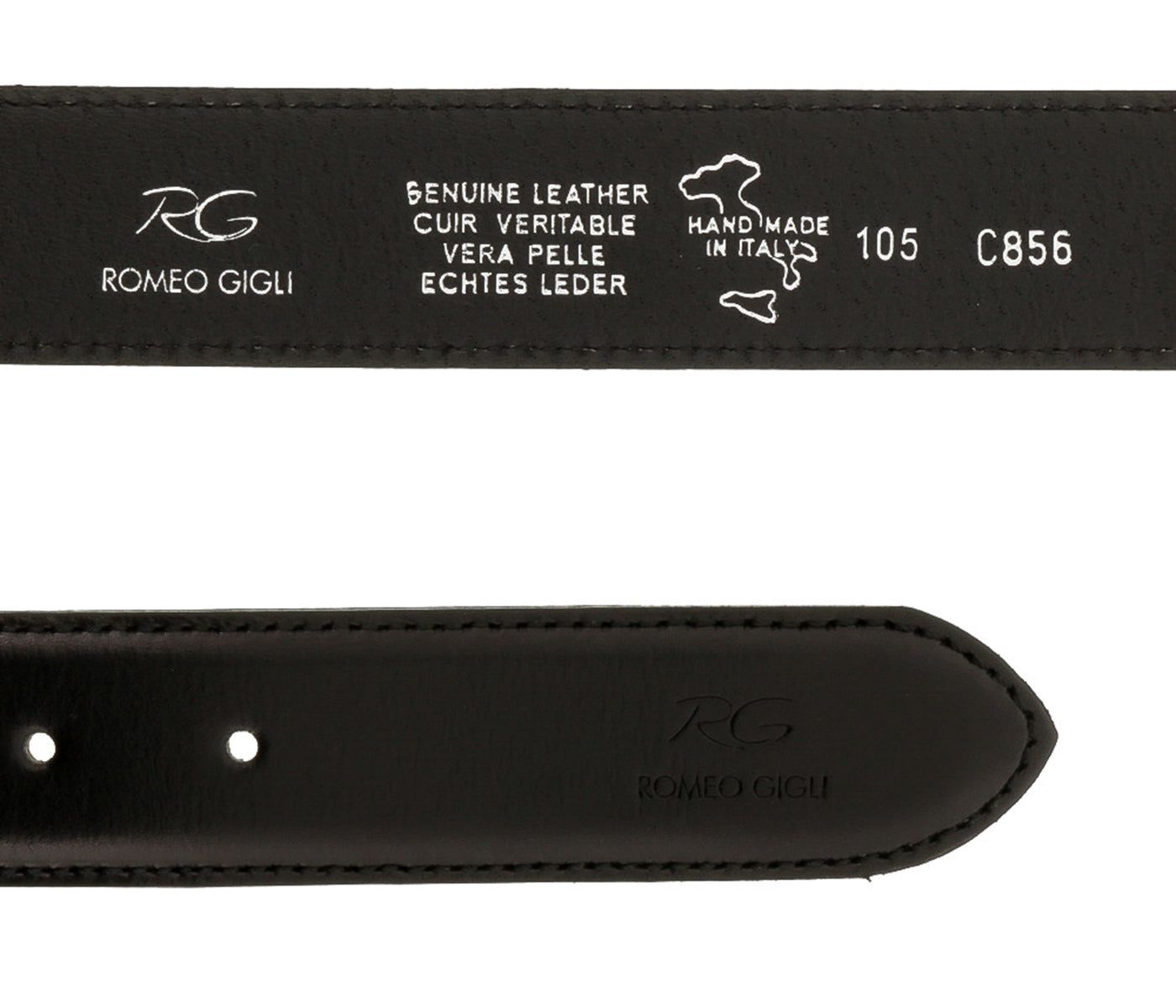 Romeo Gigli C856/35S NERO Black Leather Adjustable Mens Belt