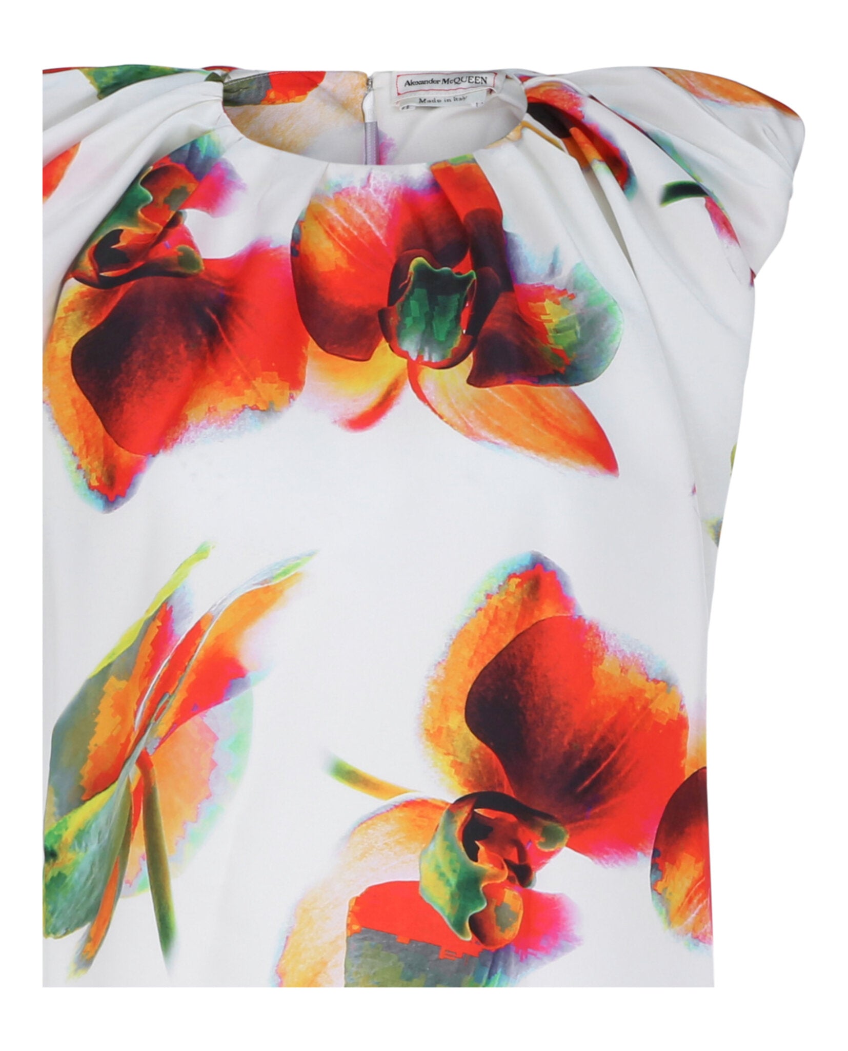 Alexander McQueen Womens Floral Pleated Mini Dress