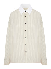 Bottega Veneta Women Striped Shirt With Contrasting Collar