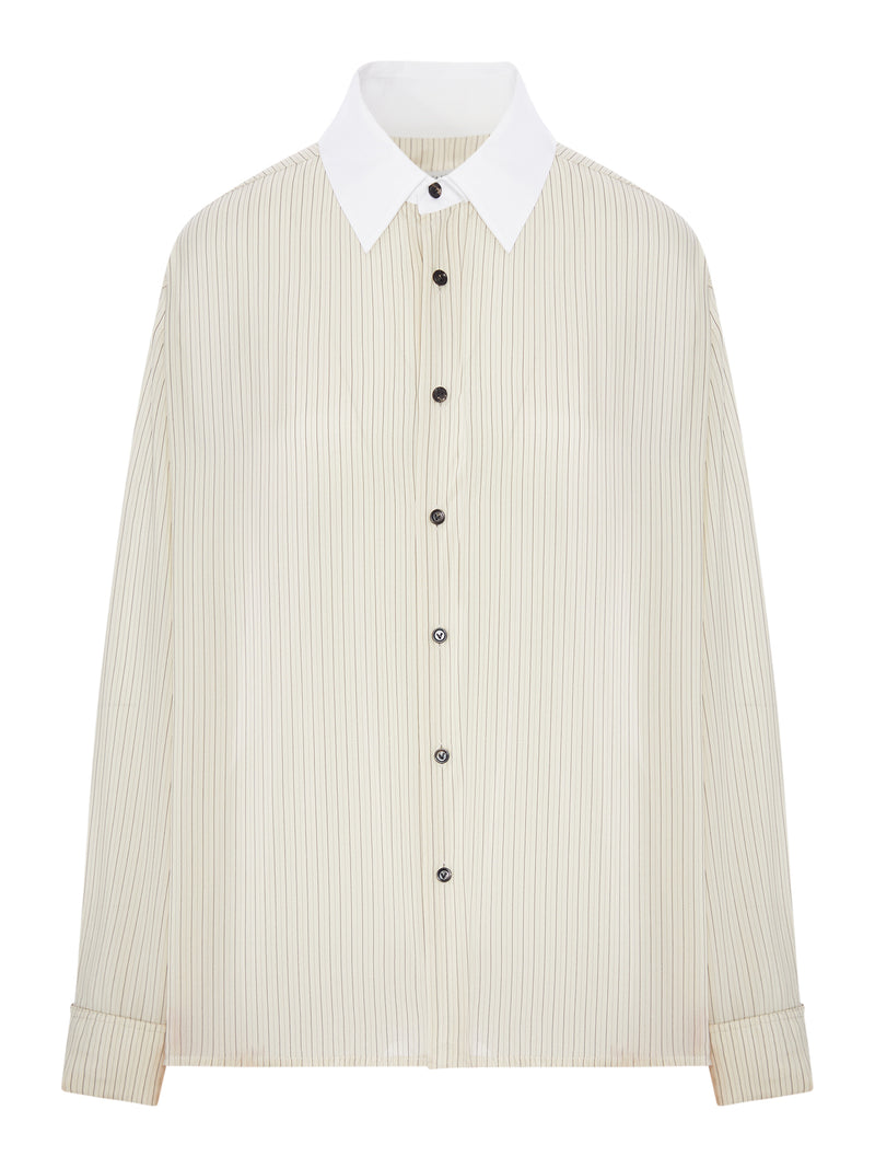 Bottega Veneta Women Striped Shirt With Contrasting Collar