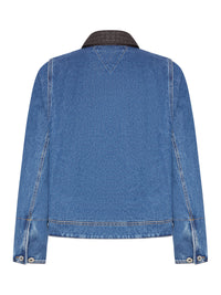 Bottega Veneta Bottega Veneta Men Padded Denim Jacket With Leather Collar