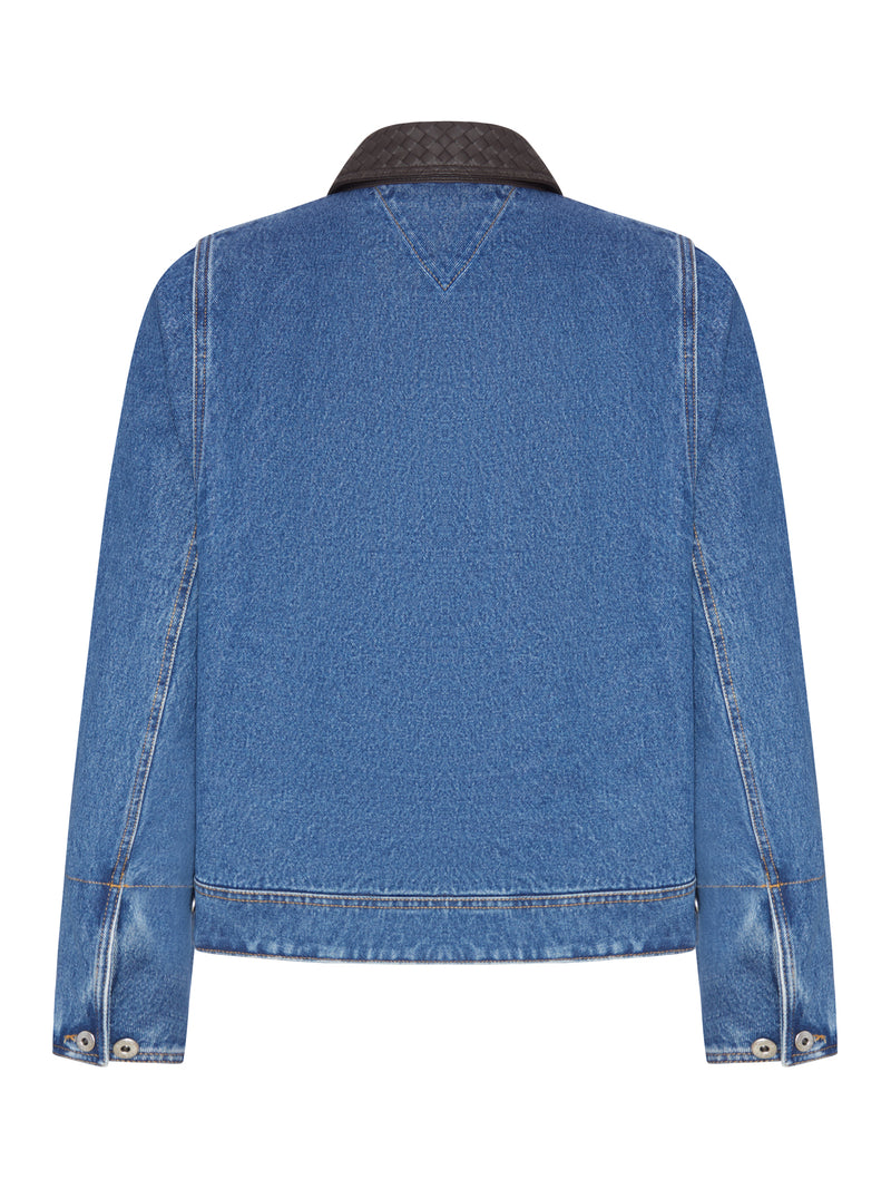Bottega Veneta Bottega Veneta Men Padded Denim Jacket With Leather Collar