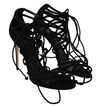 Dolce & Gabbana Black Suede Strap Stilettos Women's Sandals
