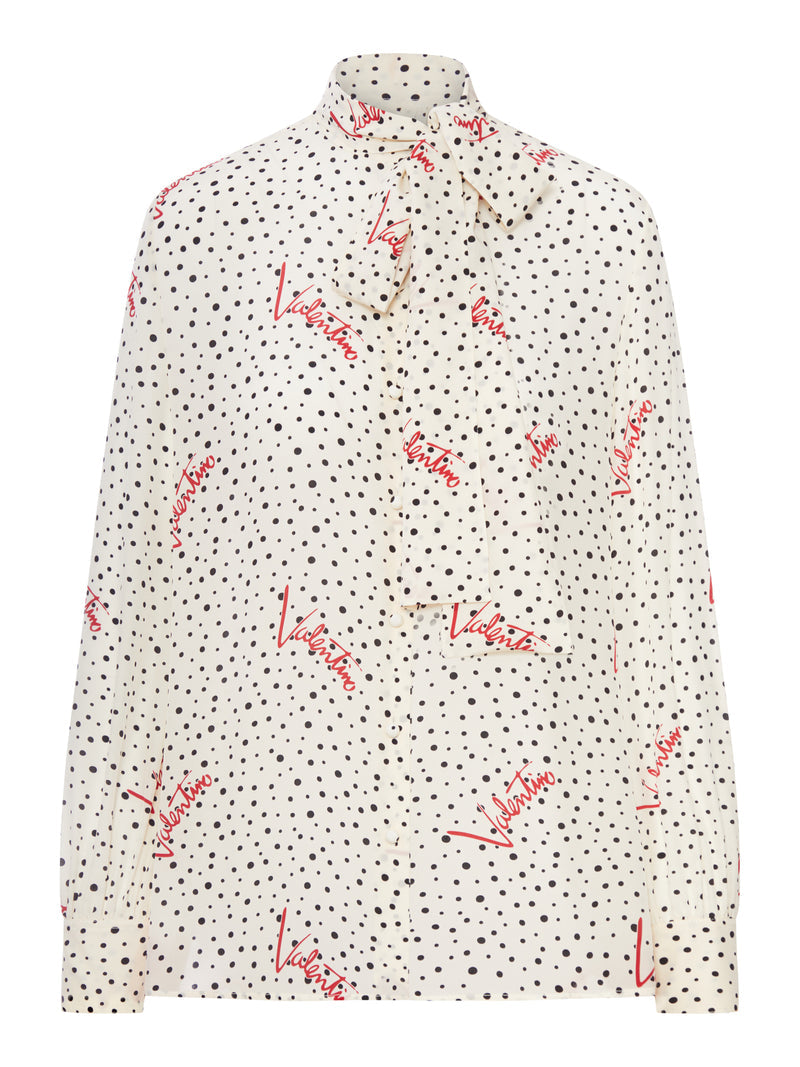 Valentino Garavani Valentino Garavani Women Crepe De Chine Shirt With Bubbles And Polka Dot