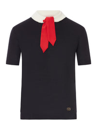 Valentino Garavani Valentino Garavani Women Wool Sweater With Contrast Collar And Bow