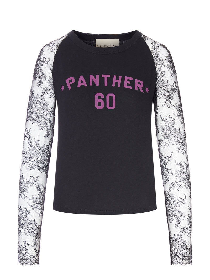 Valentino Garavani Valentino Garavani Women T-Shirt With Lace Sleeves And Graphic Print