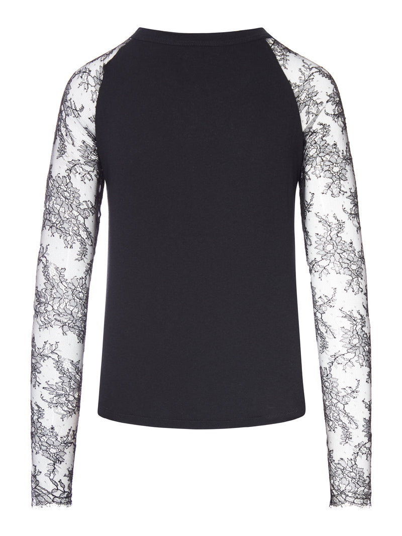 Valentino Garavani Valentino Garavani Women T-Shirt With Lace Sleeves And Graphic Print