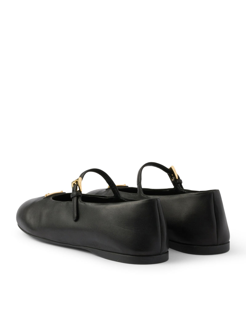 Prada Prada Women Nappa Leather Ballet Flats With Logo