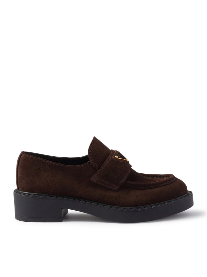 Prada Prada Women Chocolate Suede Loafers