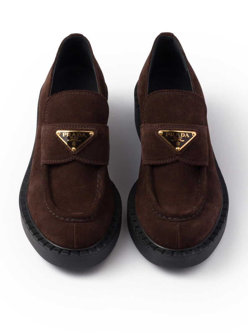 Prada Prada Women Chocolate Suede Loafers
