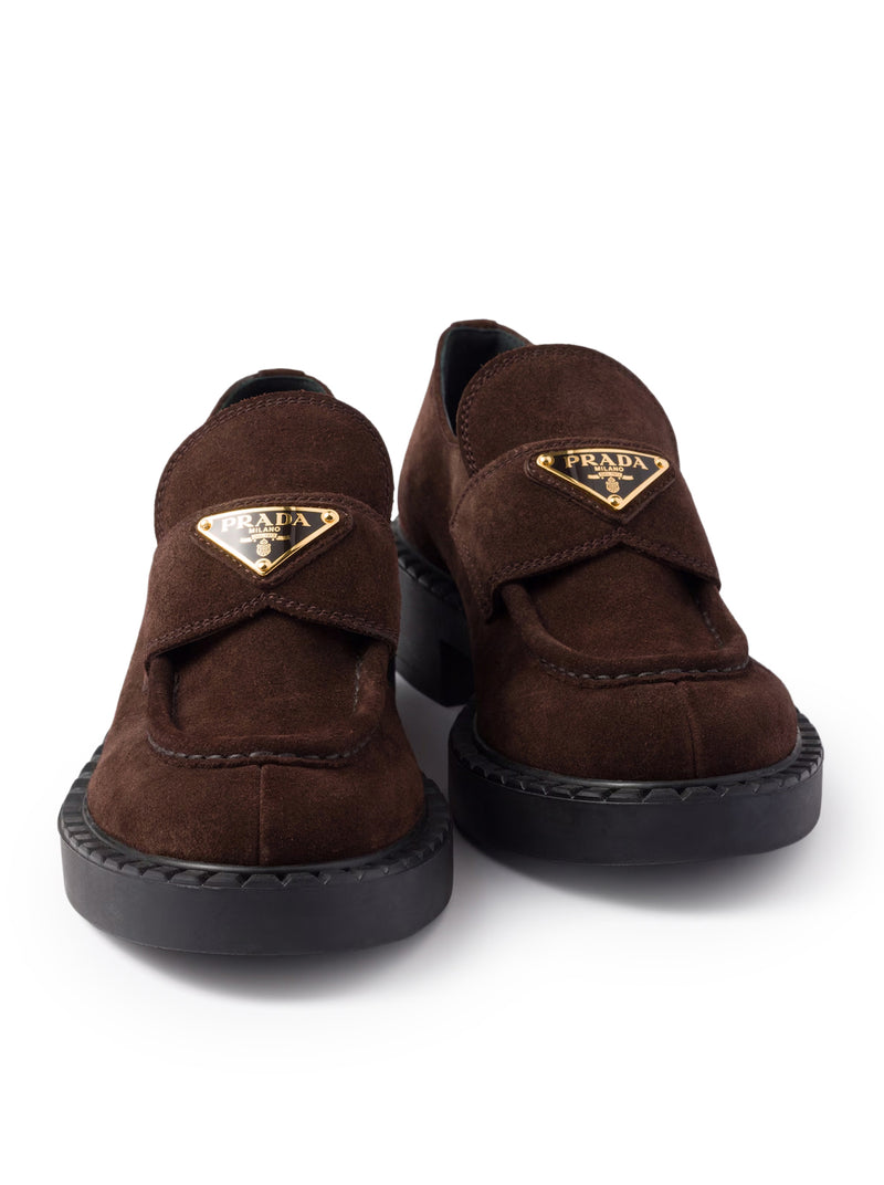 Prada Prada Women Chocolate Suede Loafers