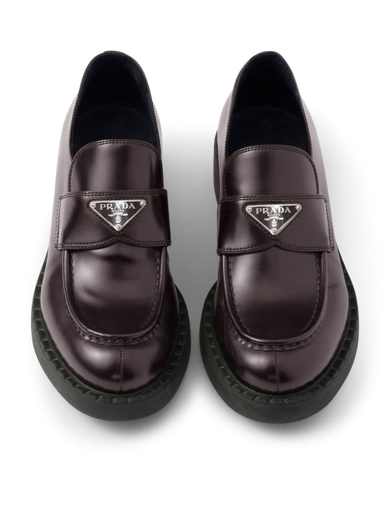 Prada Prada Women Chocolate Brushed Leather Loafers