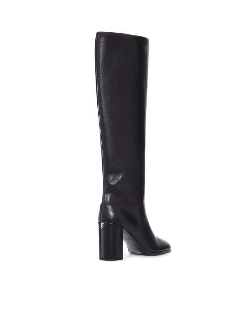 Prada Women Leather Heel Boots