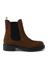 Prada Women Chocolate Suede Ankle Boots