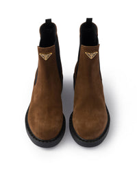 Prada Women Chocolate Suede Ankle Boots