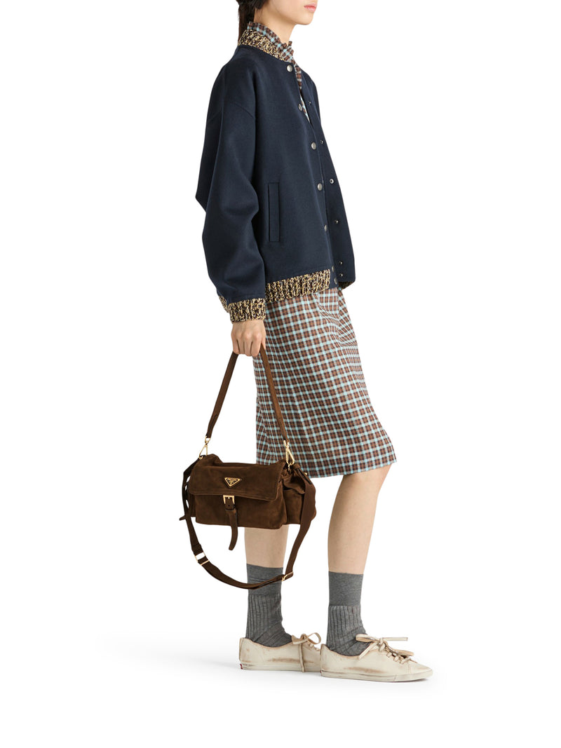Prada Prada Women Explore Medium Suede Shoulder Bag