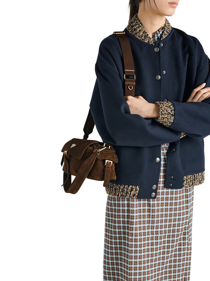 Prada Prada Women Explore Medium Suede Shoulder Bag