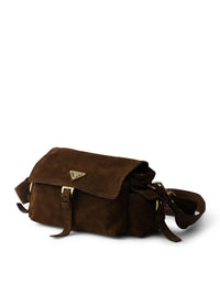Prada Prada Women Explore Medium Suede Shoulder Bag