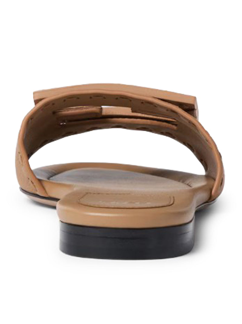 Fendi Fendi Women Light Brown Leather Baguette Slide
