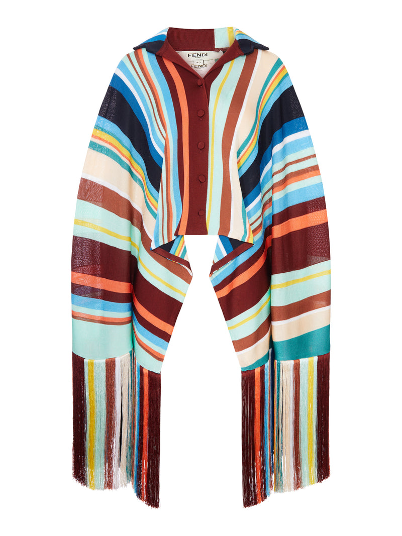 Fendi Women Multicolor Striped Viscose Knit Poncho Shirt