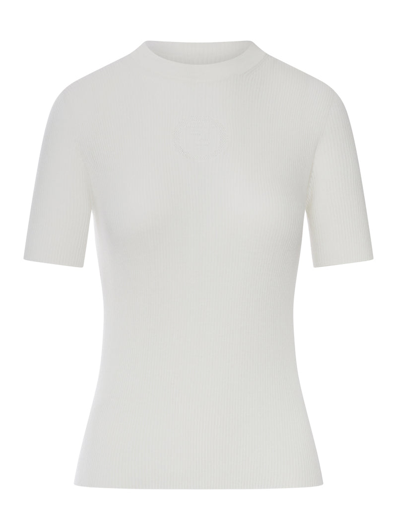 Fendi Fendi Women White Cotton Sweater With Front Logo