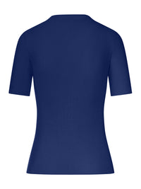 Fendi Women Blue Cotton Sweater With Front Logo