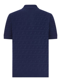 Fendi Men Dark Blue Tricot Cotton Polo Shirt