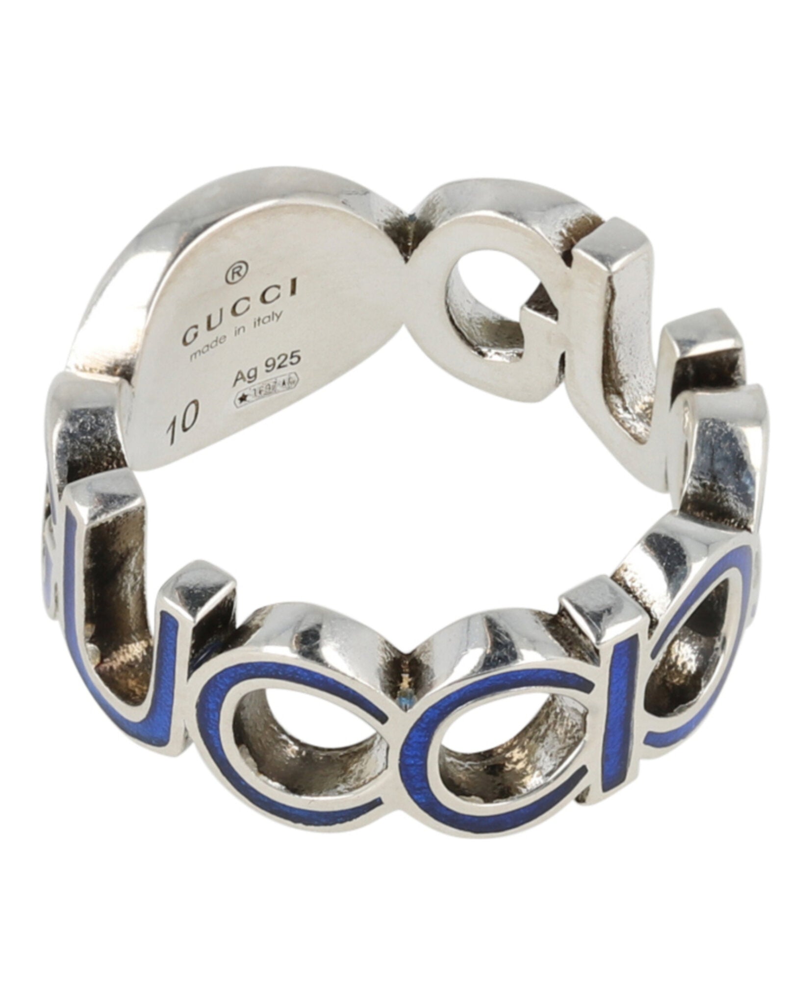 Gucci Mens Sterling Silver Interlocking G Ring