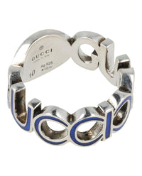 Gucci Mens Sterling Silver Interlocking G Ring