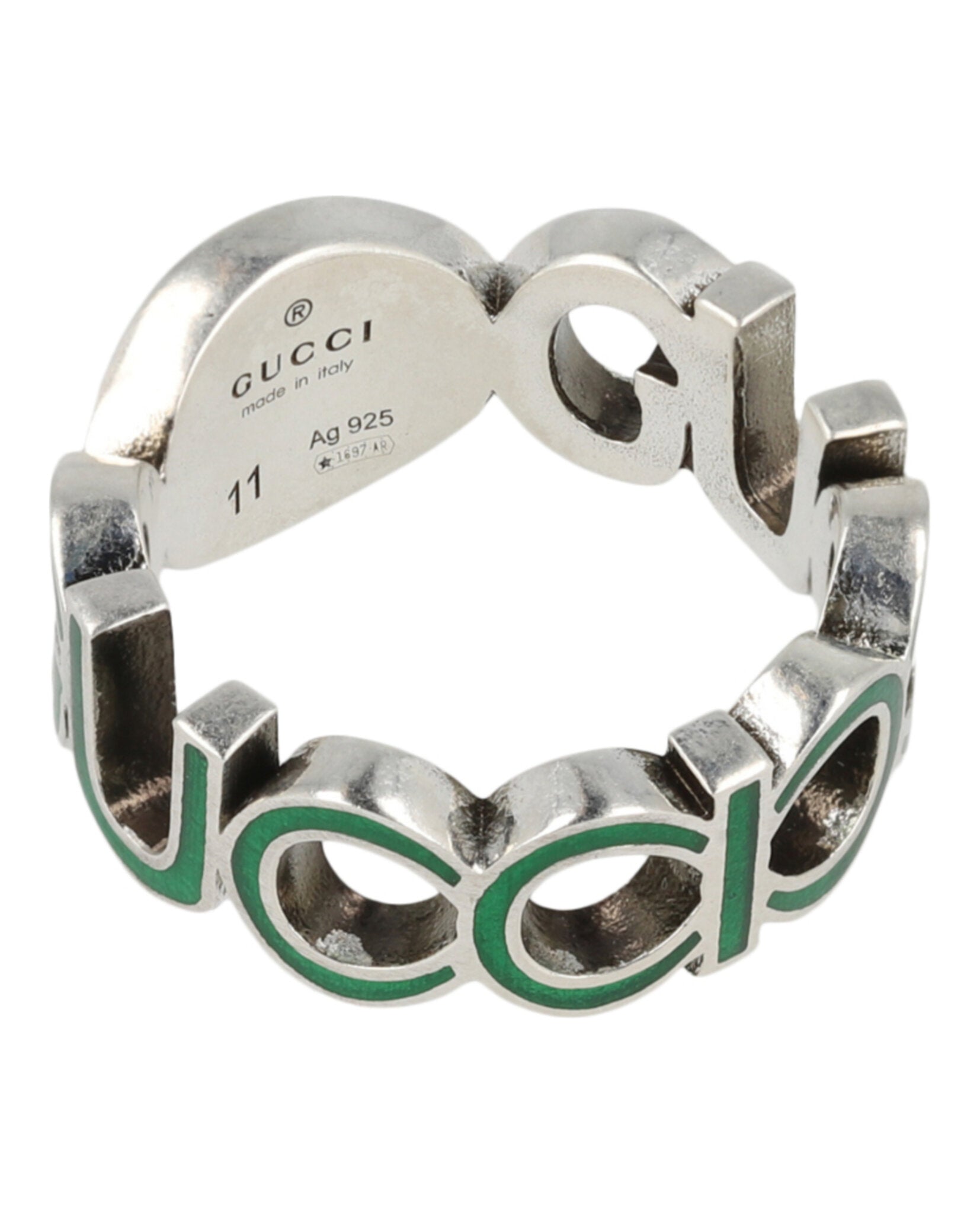 Gucci Mens Sterling Silver Interlocking G Ring