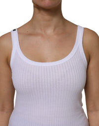 Dolce & Gabbana White Cotton Round Neck Sleeveless Tank Women's Top