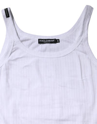 Dolce & Gabbana White Cotton Round Neck Sleeveless Tank Women's Top