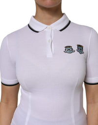 Dolce & Gabbana White Cotton Short Sleeves Collared Polo Women's Top
