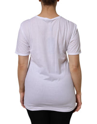 Dolce & Gabbana White Cotton Short Sleeves V-Neck Top Women's T-shirt