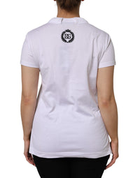Dolce & Gabbana White Cotton Short Sleeve V-Neck Top Women's T-shirt
