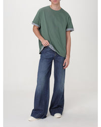 Bottega Veneta Oversized Short Sleeve Crew Neck Tee Men Green T-Shirts